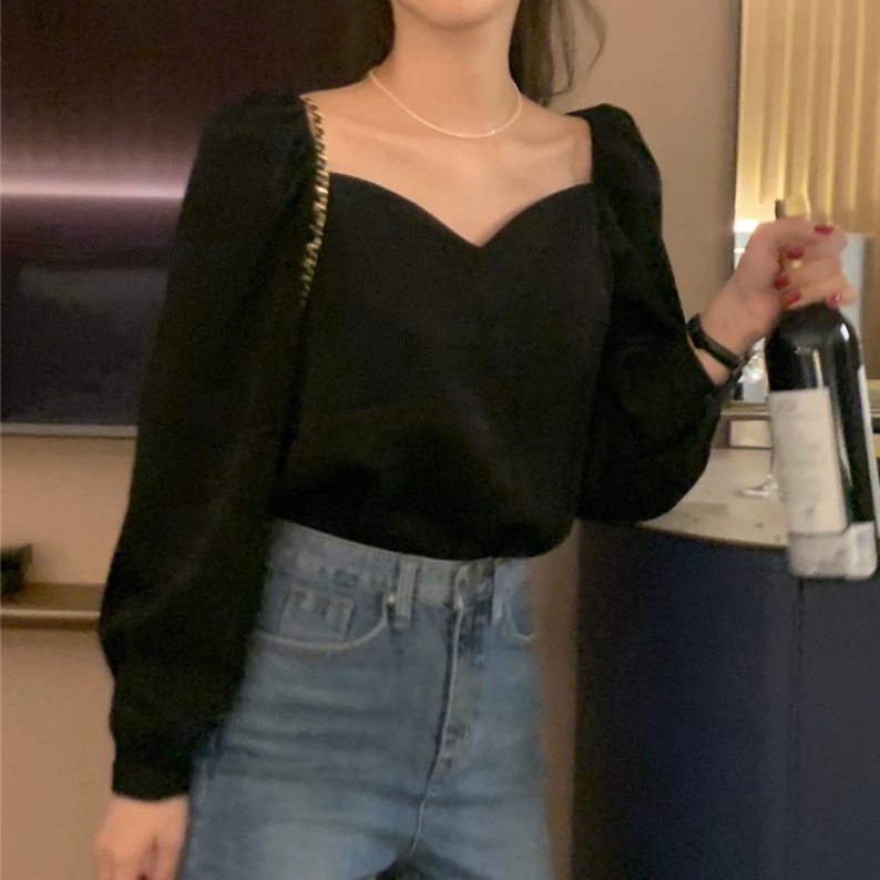 Áo kiểu tay dài cổ thuyền màu sắc trẻ trung thanh lịch 39782