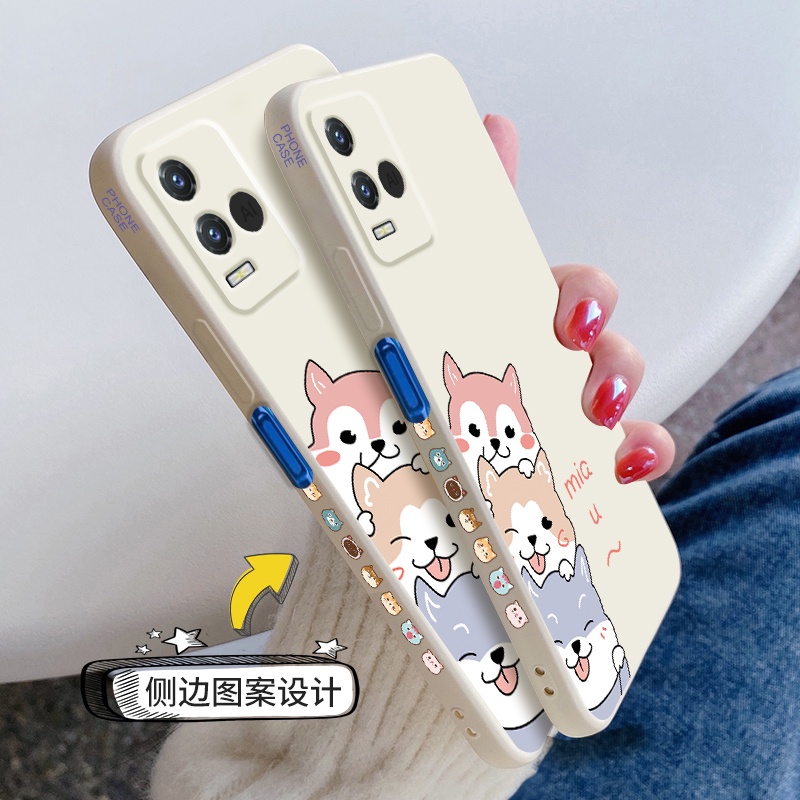 Ốp Điện Thoại Silicon Mềm Có Dây Đeo Họa Tiết Hoạt Hình Cho vivo y33s y31 y51 y53 y71 y81