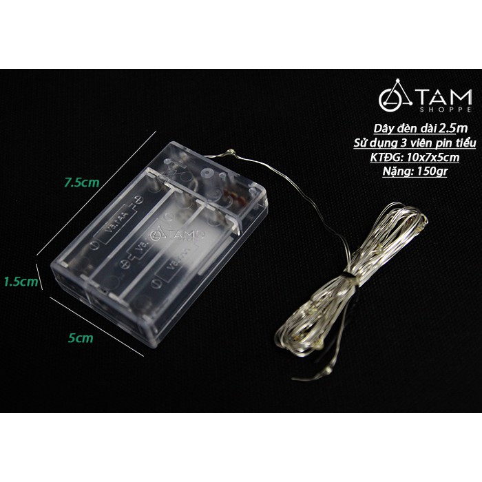 Dây đèn Led sợi đồng nhiều màu dùng Pin tiểu 2,5m  TTTM