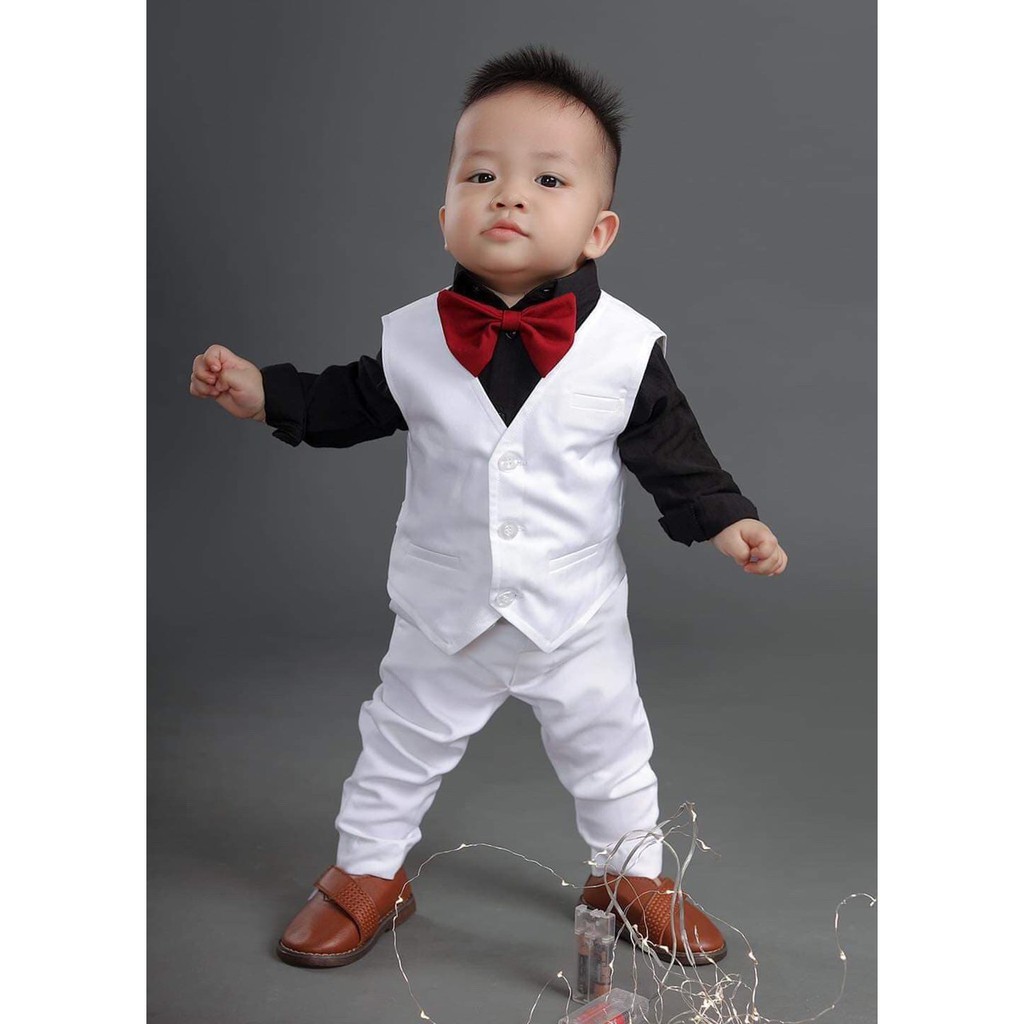 SET QUẦN ÁO GILE CÔNG TỬ MÀU TRẮNG BASIC