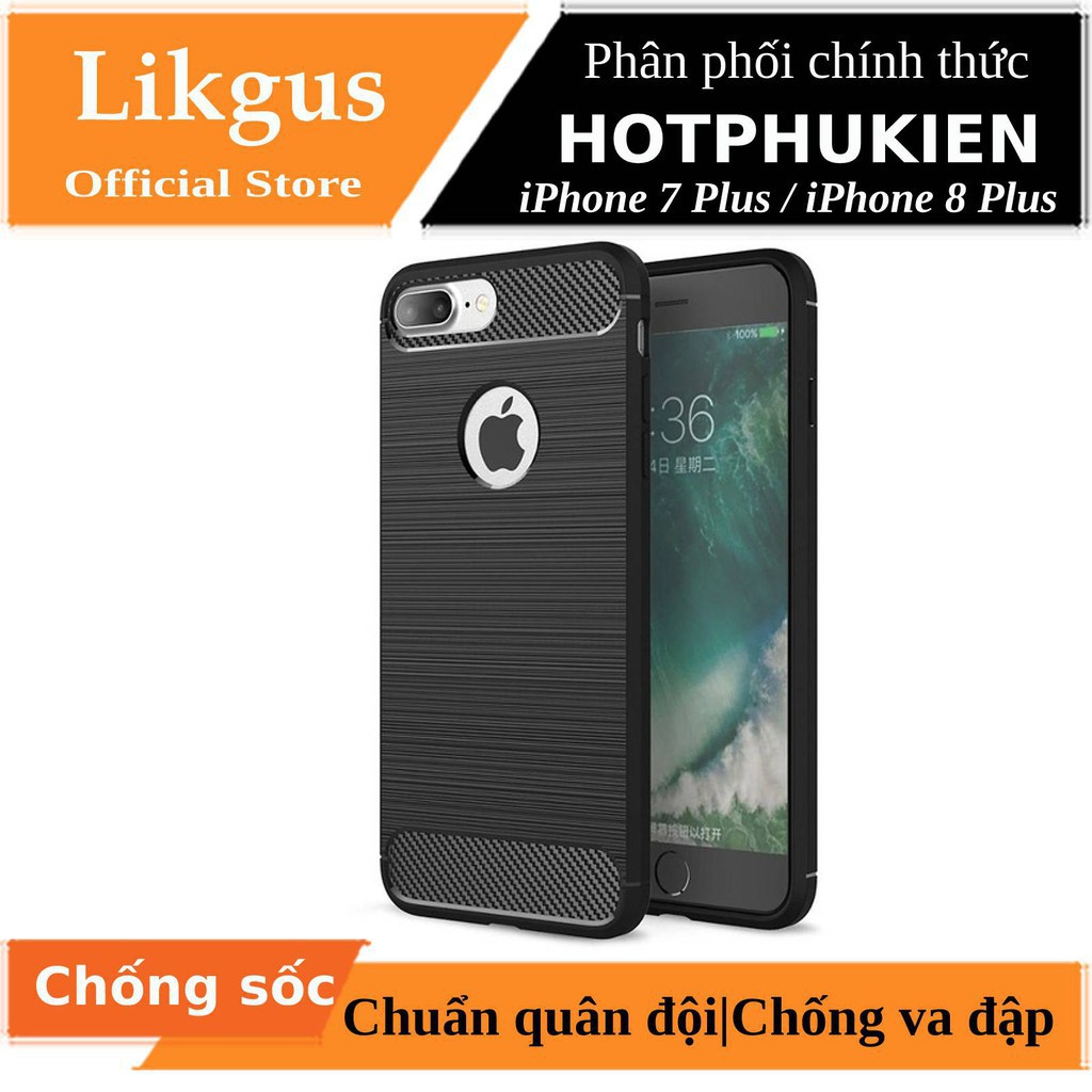 Ốp lưng silicon chống sốc cho iPhone 7 Plus / 8 Plus hiệu Likgus (bảo vệ toàn diện, siêu mềm mịn) - Hàng chính hãng