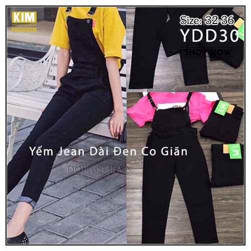 Quần yếm Jean Đen Dài Bigsize Co Giãn YDD30 size 32-36