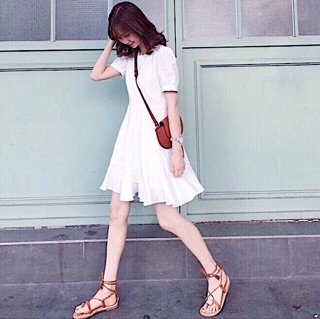 Đầm váy freesize trắng đuôi cá cột eo