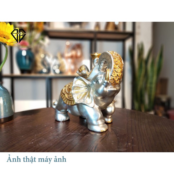 Decor trang trí để bàn, Tượng Cặp Voi Phát Tài - Trang Trí Nôi Thất cao cấp