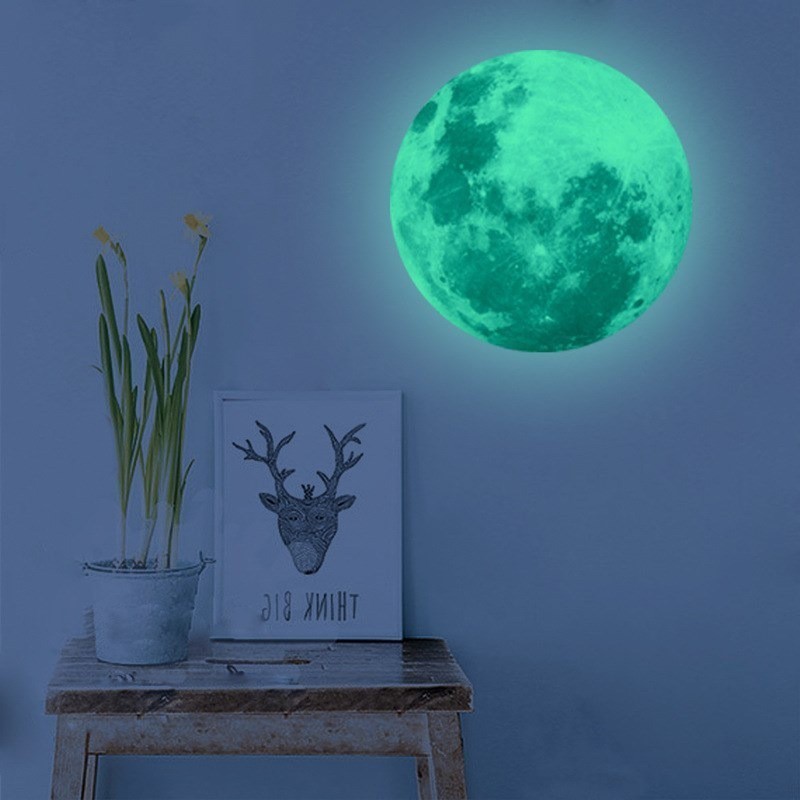 Decal, tranh dán tường 🌸FREESHIP🌸 CREATIVE Miếng Dán Tường Trang Trí 3d Dạ Quang Hình Mặt Trăng 3D KN104