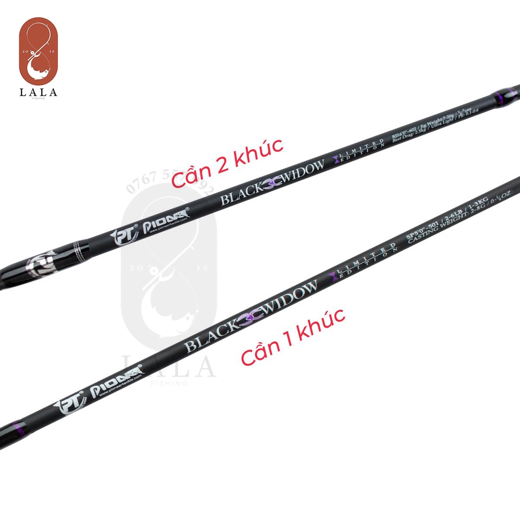 Combo Cần Pio BLACK WIDOW Carbon SP 1m5/1m65 (1 Khúc- Đọt đặc) + Máy Pio Sirius XD SR-500/800XD chính hãng