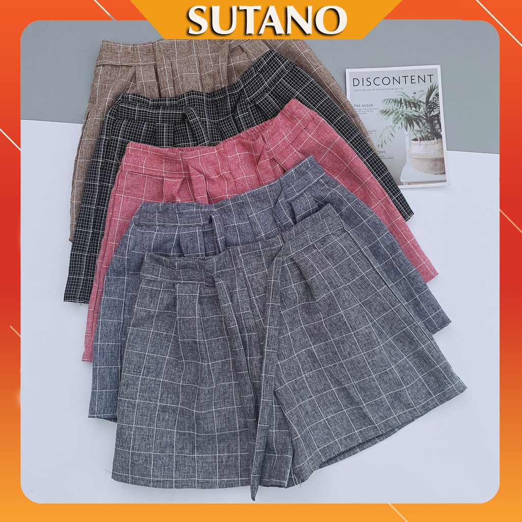 [Form dưới 50kg] Quần đùi kẻ caro vải kaki nhiều màu SUTANO - Mã Q365