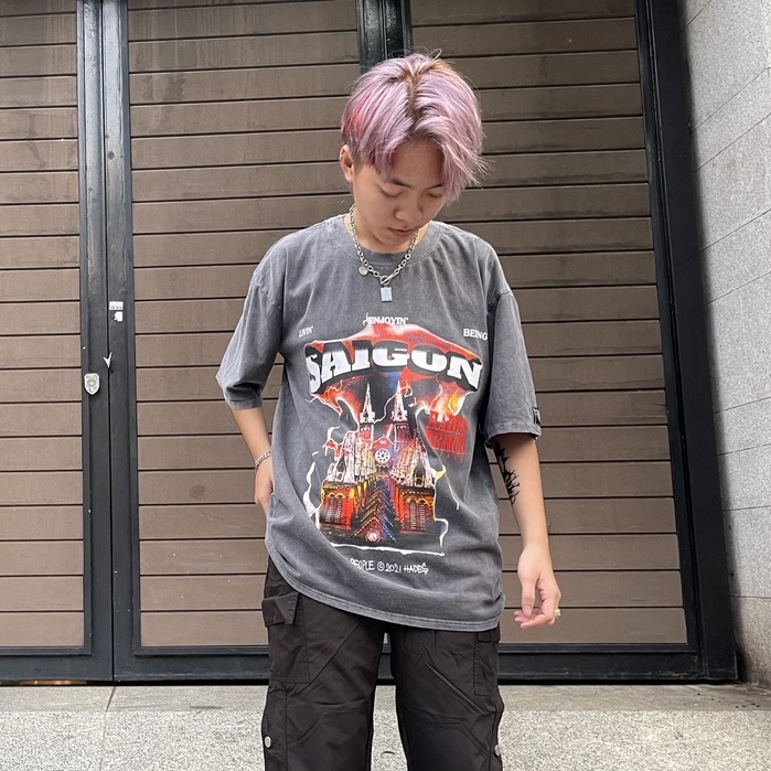 Áo thun unisex hades saigon spirit wash nam nữ áo thun tay lỡ hades sài gòn washed hades Full tag