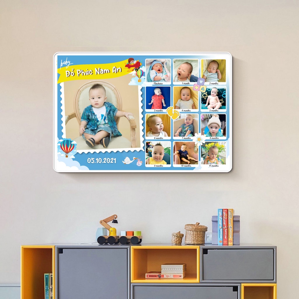 Khung ảnh 12 tháng tráng gương treo tường