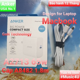 Củ cáp sạc siêu nhanh Anker PowerPort Atom III PIQ 3.0 65W A2713 A8482 60W cho Laptop Mac-B Pro Air Tuấn Hà Store