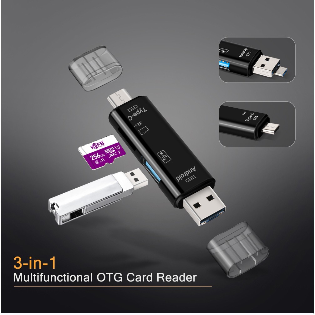 Đầu Đọc Thẻ NHỚ + CỔNG OTG 5in1 ( Type C / Micro USB / TF ) DÙNG ĐƯỢC CHO ĐIỆN THOẠI