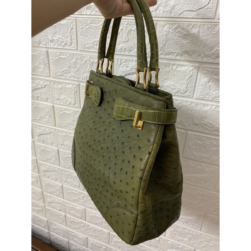 Túi cầm tay da đà điểu Ý-2-hands