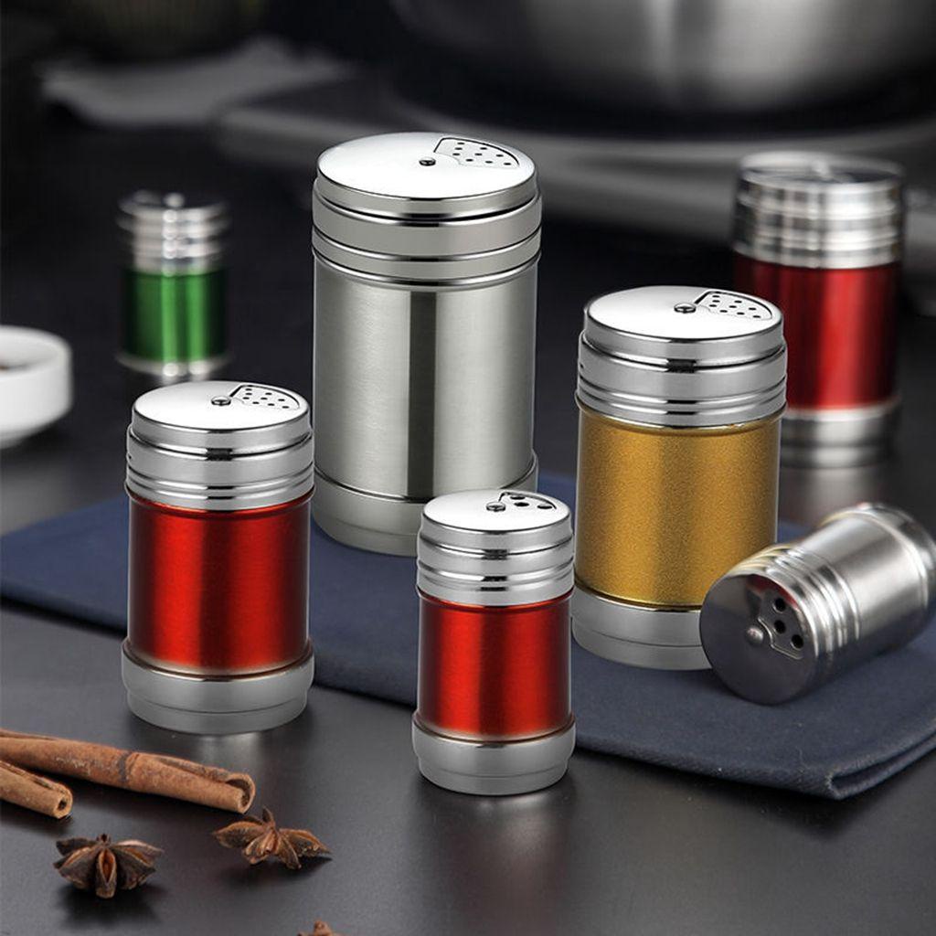 Lọ Đựng Gia Vị Bằng Thép Không Gỉ Có Nắp Xoay Chống Nước Có Thể Nạp Lại Cho Nhà Bếp