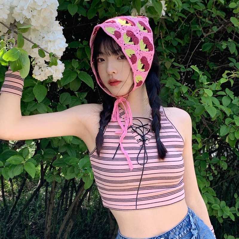 Băng Đô Cài Tóc Dệt Kim Hình Quả Cherry Dễ Thương Thời Trang Mùa Hè Phong Cách Hàn Quốc