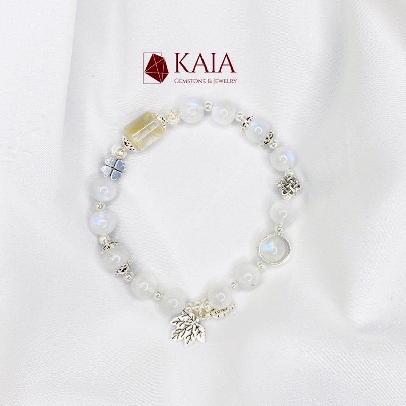Vòng tay phong thuỷ thiết kế moonstone mix lu thống may mắn bình an - KAIA