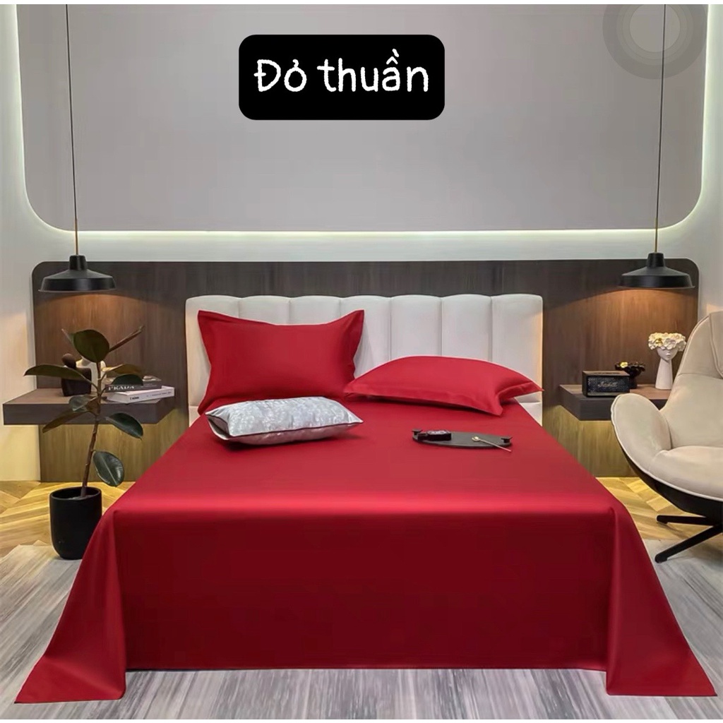 Bộ Ga Kèm 2 vỏ gối phi lụa mềm mát-Chất phi lụa không nhăn thoáng mát, ga gối khách sạn cao cấp