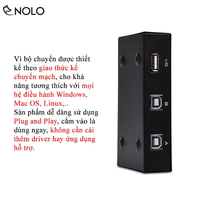 Bộ Đầu Chia Tín Hiệu FJGEAR Model 1A2B 2 Máy Tính PC Dùng Chung 1 Máy In, Máy Scan