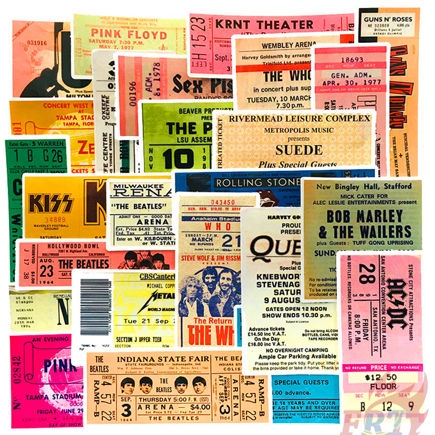 ❉ Retro HipHop Rock Band Tickets Series 01 Mini Poster Stickers ❉ 25Pcs/Set Waterproof DIY Fashion Decals Doodle Stickers