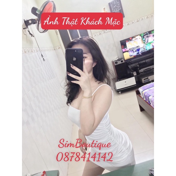 Đầm Body Nhún Eo - Chất Thun Co Giãn Ôm Dáng, Cổ Vuông 2 Dây Siêu HOTT 🎀🎀
