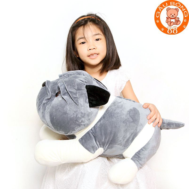 Gấu bông chó nhăn màu xám cao cấp size 60cm