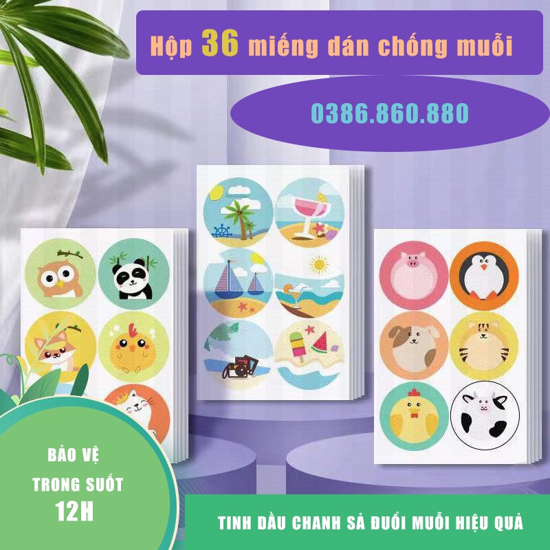 DÁN CHỐNG MUỖI HỘP 36 MIẾNG - STICKER chống muỗi (giao mẫu ngẫu nhiên)