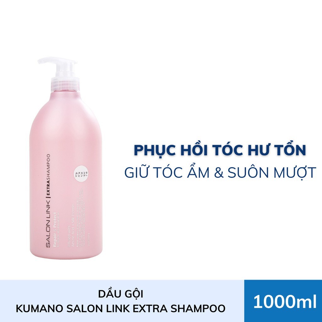 Dầu Gội Nhật Kumano Salon Link Extra Shampoo bảo vệ và phục hồi hư tổn tóc yếu 1000ml