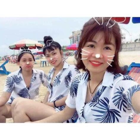 Áo đôi nam nữ áo nhóm mặc đi biển đi phượt đẹp họa tiết lá Xịn  ྇