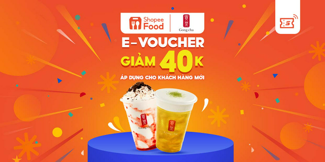 [EVoucher] Mã giảm giá 40K khi đặt Gong Cha trên ShopeeFood tại ứng dụng Shopee cho Khách Hàng Mới