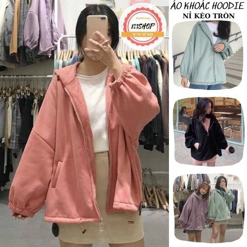 Áo Khoác nỉ Chống nắng Cho Nữ Form Rộng  KÉO TRÒN có dây kéo Unisex SIÊU ĐẸP Ulzzang video thật 123SHOP