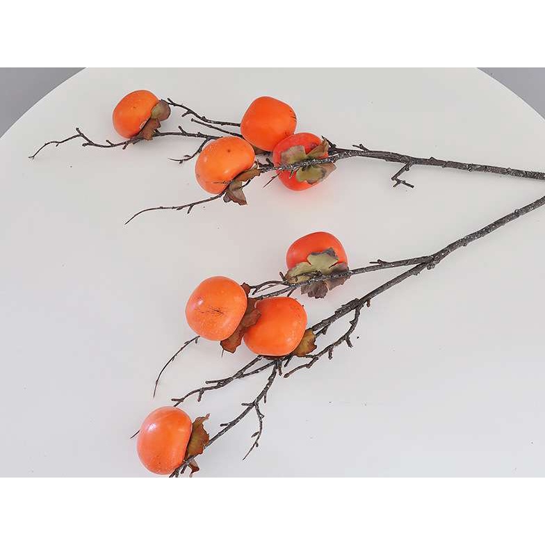 Cành quả hồng giả 4 trái cao cấp màu sắc tự nhiên dừng trang trí nhà của, quán cafe, phụ kiện chụp ảnh