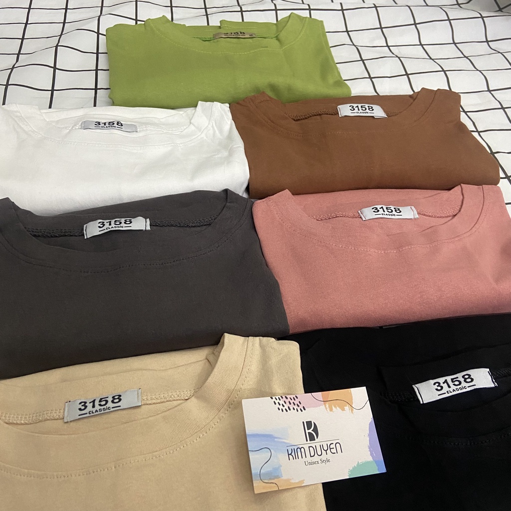 Áo Phông Trơn 3158  Nữ Nam, Áo Thun Trơn Tay Lỡ Oversize From Rộng Basic Chất Coton Thấm Hút Mồ Hôi - Thoyeufashion