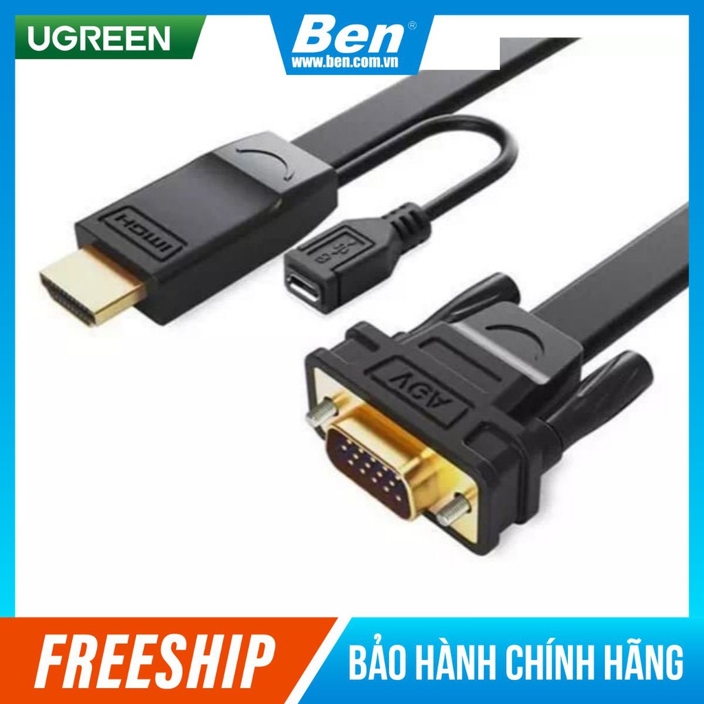 Dây cáp chuyển đổi HDMI sang VGA dẹt có hỗ trợ nguồn UGREEN MM101