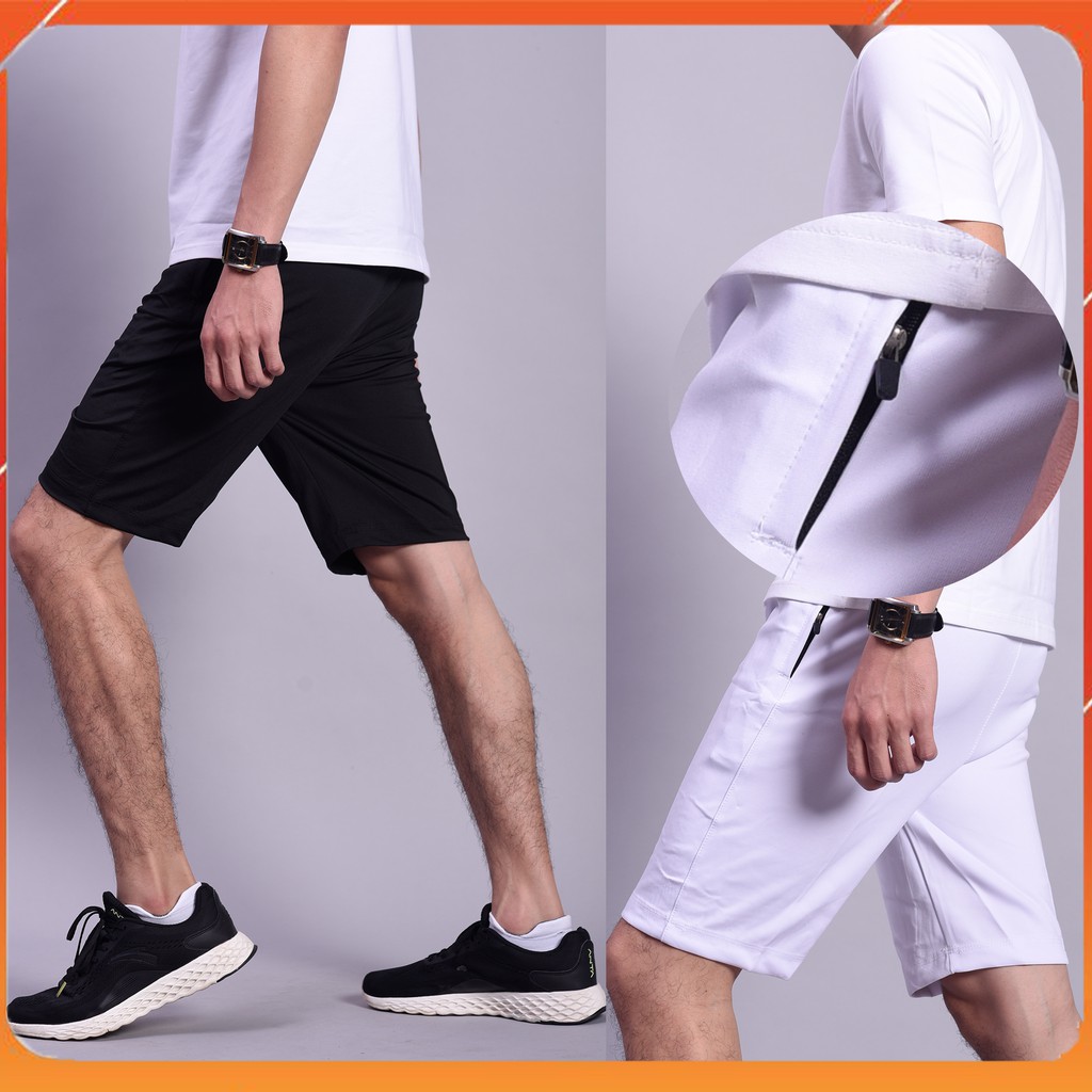 Quần Đùi Nam Trơn Đơn Giản 2 Màu Trắng Đen, Vải Thun Co Dãn