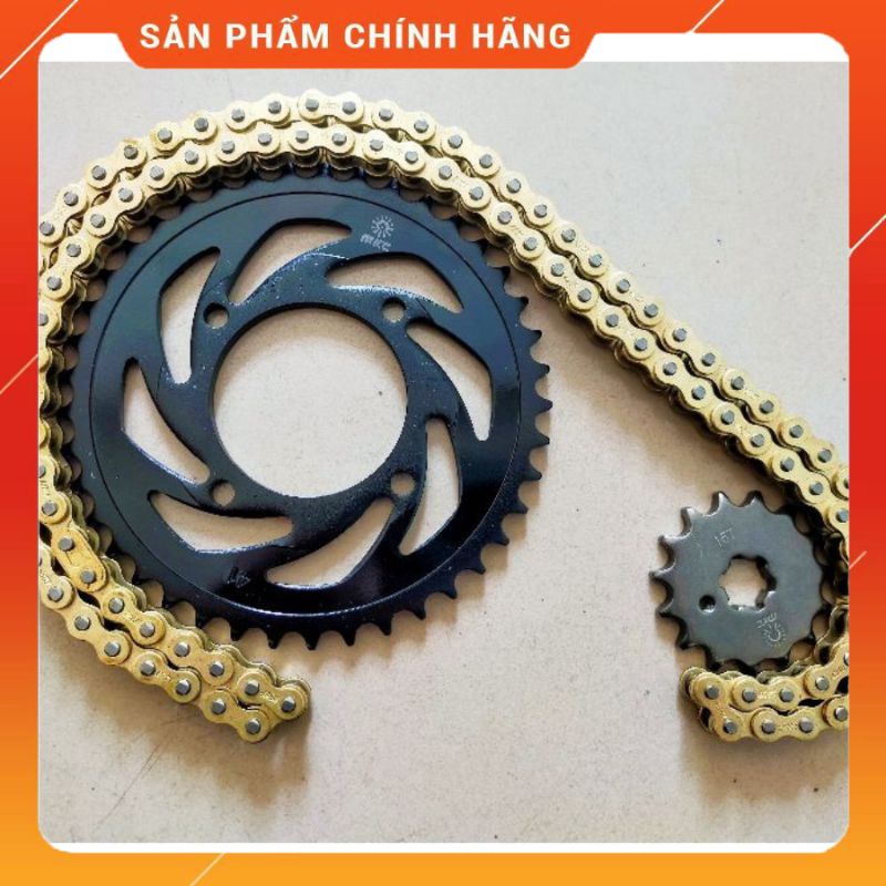 Nhông sên dĩa Exciter 150, nhông dĩa đen - sên vàng