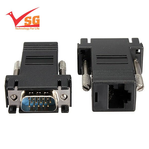 [Loại 1] 2 Đầu chuyển đổi VGA sang cáp mạng RJ45 CAT5 CAT6-30M