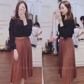 Chân váy xếp li midi