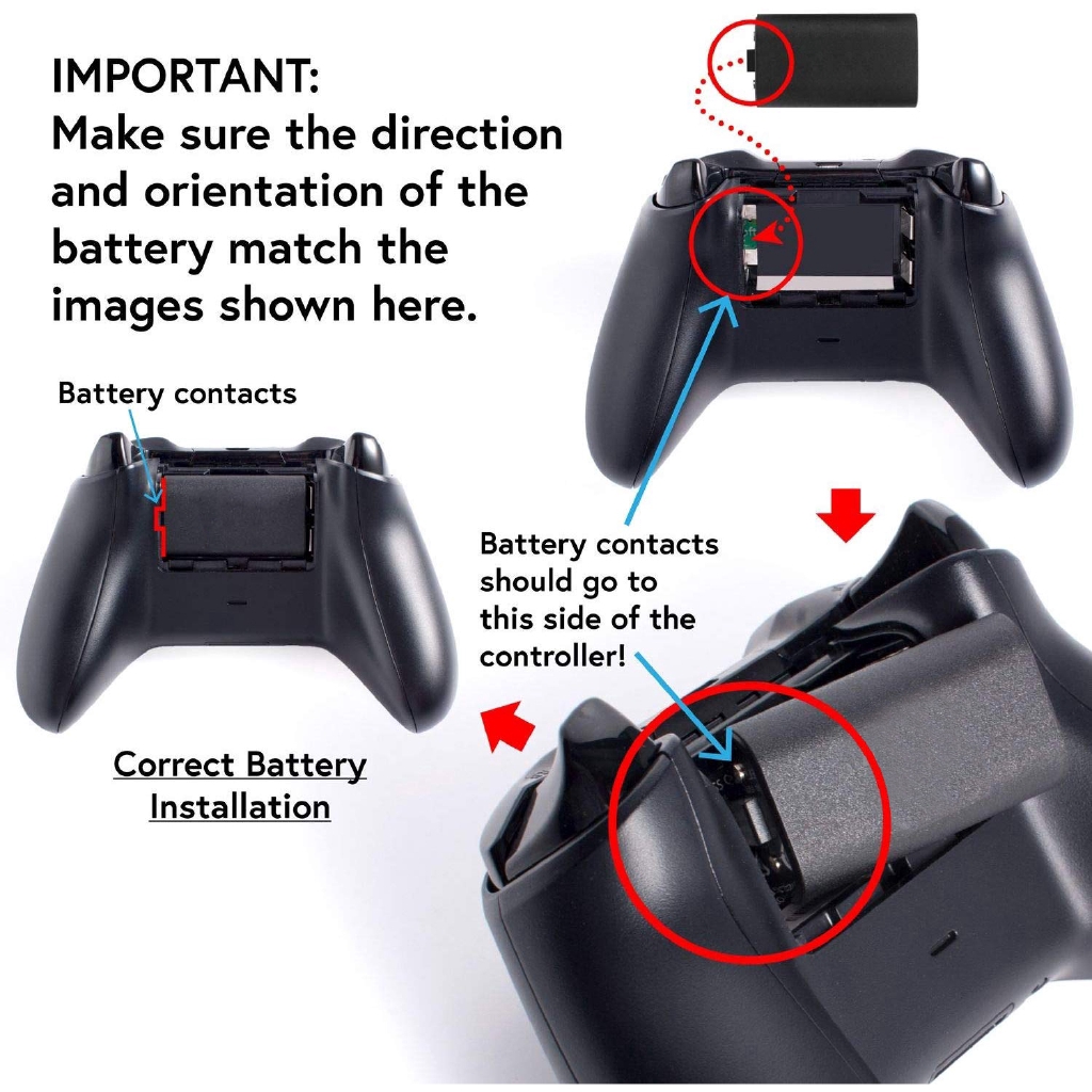 Bộ pin XBOX One gồm 2 pin và đế sạc cho máy chơi game Xbox One / S / Elite / X