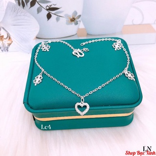 Lắc chân Bạc, phụ kiện cỏ 4 lá.LCB1409