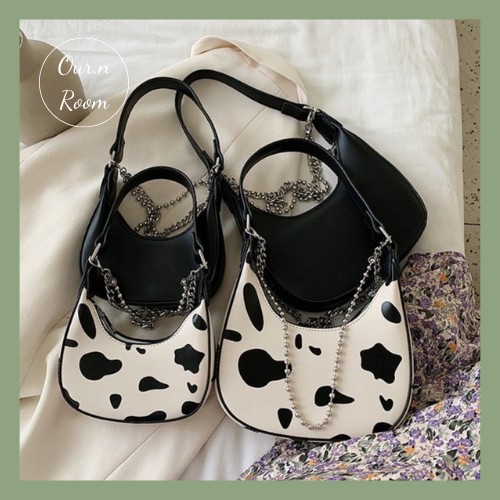 [SALE TOÀN BỘ] TÚI KẸP NÁCH HỌA TIẾT BÒ SỮA, 2 MÀU, 2 SIZE