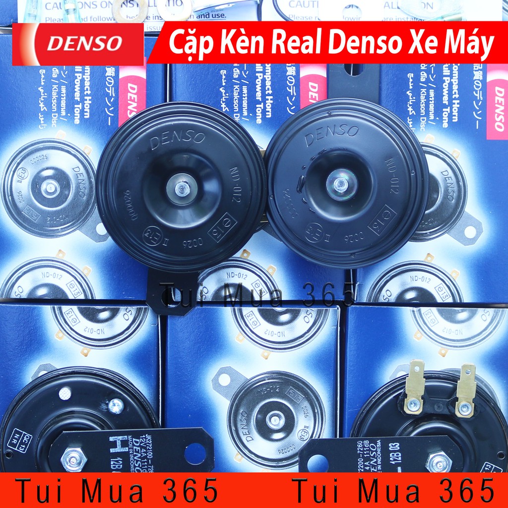 Cặp Còi Dĩa Denso 12V Real Dùng Cho Xe Máy Rờ le Relay Bosch 5 chân, Jack cắm và Pas