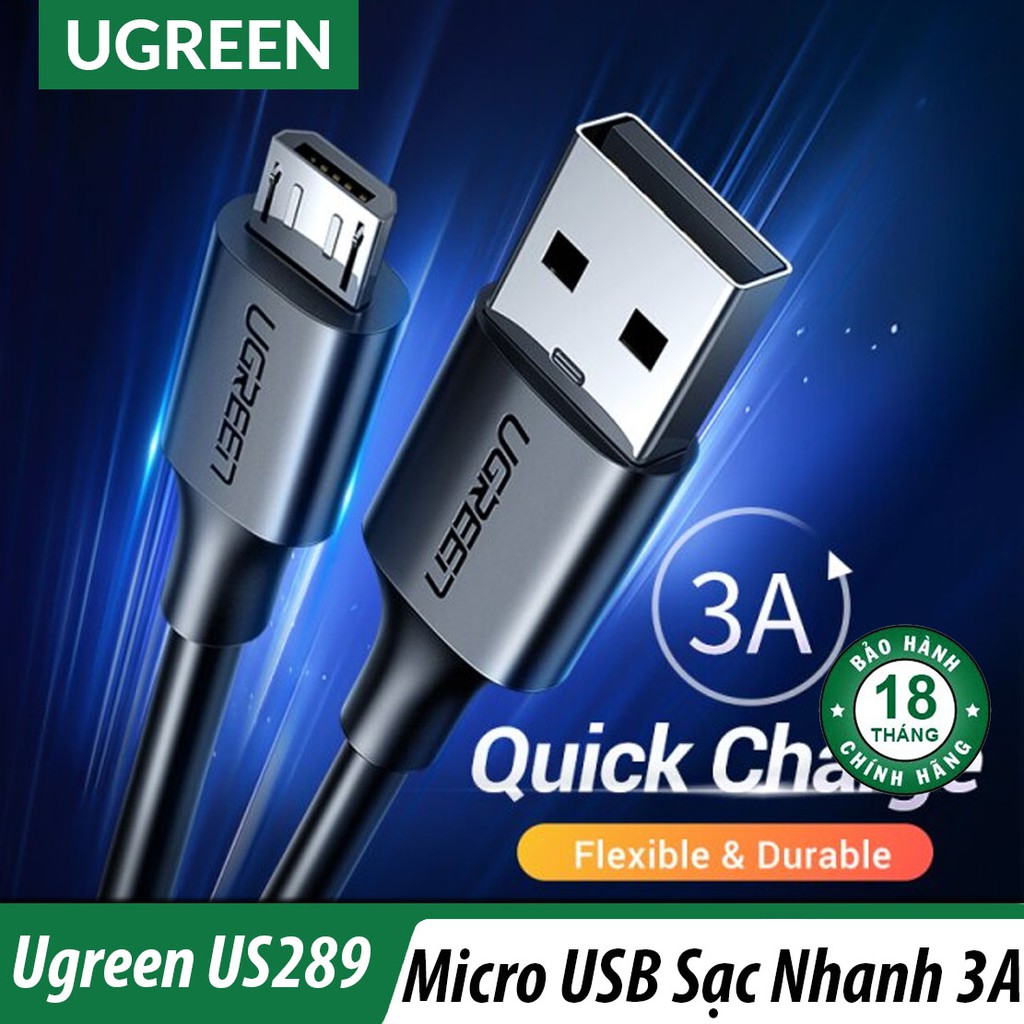 Cáp Sạc Nhanh 3A*5V Cổng Micro USB Cao Cấp UGREEN US289 - Hàng Chính Hãng