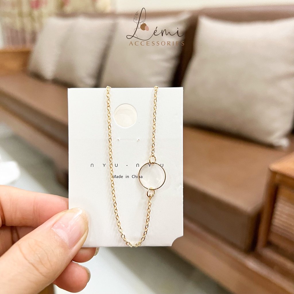 Vòng cổ nữ mặt hình tròn đơn giản dễ phối đồ thời trang Hàn Quốc Lémi accessories