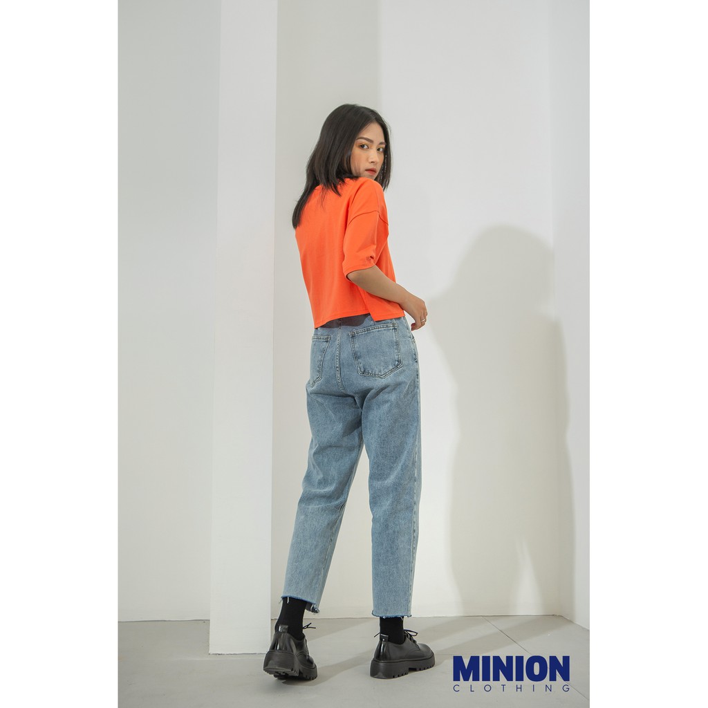 Quần baggy jeans Minion Clothing tua rua gấu, cạp lưng cao, phong cách Ulzzang Streetwear Q2321