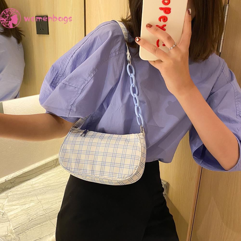 Túi đeo vai canvas họa tiết kẻ sọc thời trang nữ phong cách Hàn Quốc | BigBuy360 - bigbuy360.vn