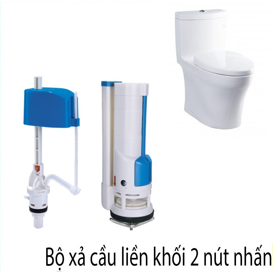 Bộ Xả Bồn Cầu Két Nước Rời 2 Nút Nhấn (bộ lõi thay thế cho Bồn Cầu liền Két và Két dời 2 nút nhấn)