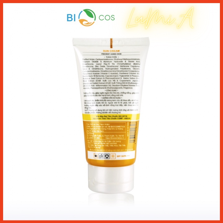 Kem chống nắng nâng tone,Kiềm dầu dành cho mọi loại da SPS 50+ LuMi.A