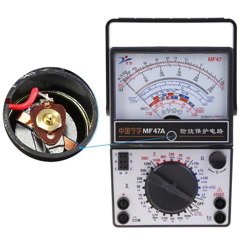 Mechanical Pointer Type Multimeter Measurement AC for DC Ohmmeter MF47/JO411 Tes