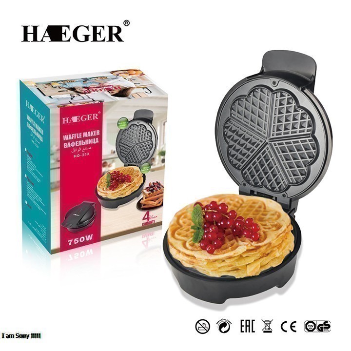 [Mã ELHADEV giảm 4% đơn 300K] Máy làm bánh kẹp waffle, nướng bánh tổ ong gia đình 1000W HAEGER