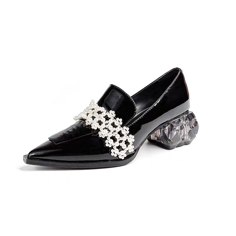 Giày thiết kế local Trung Xiaoerlang gót pha lê đính đá