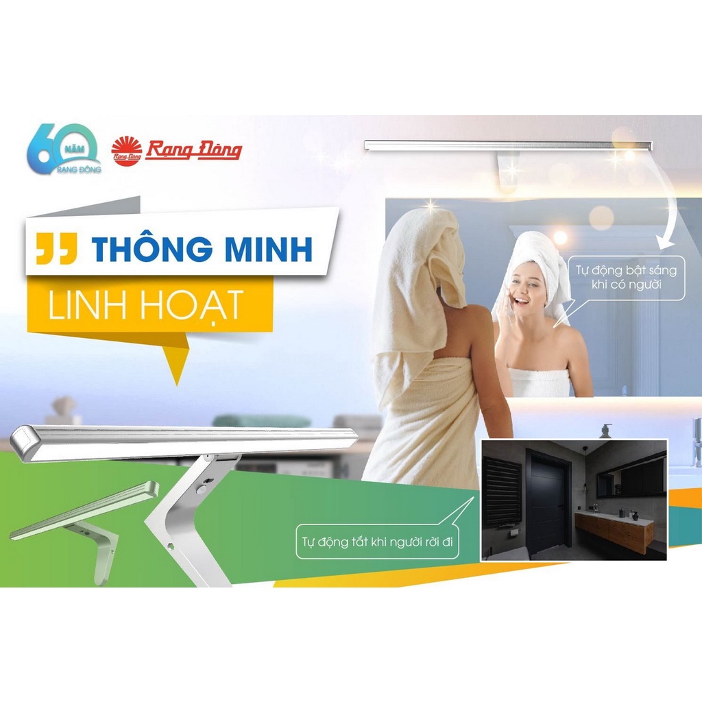 Đèn LED Chiếu Gương Cảm Biến Rạng Đông G04.PIR 8W, Cảm biến tự động Bật/Tắt